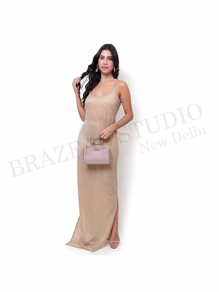 Brazeal Studio Beige Shimmer Maxi Dress All Size Available Global Buyer Importer-5