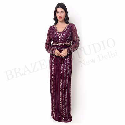 brazeal studio wine sequin maxi gown all size available global buyer importer dresses