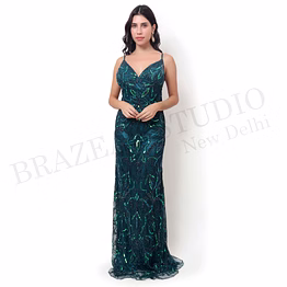 brazeal studio emerald green sequin maxi gown all size available global buyer importer