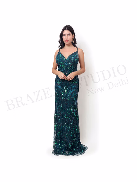 Brazeal Studio Emerald Green Sequin Maxi Gown All Size Available Global Buyer Importer