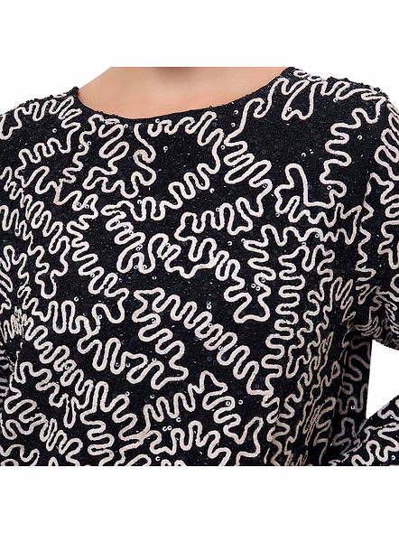 Brazeal Studio, Top, Black With Contrast Embroidery, Women’s Embroidered Top, Georgette / Viscose Blend (poly-based)-5