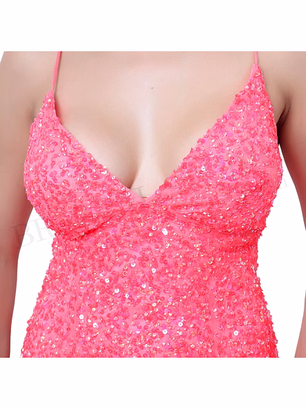 Brazeal Studio, Dresse, Hot Pink, Women’s Sequin Evening Gown, Sequin-embroidered Mesh With Lining (poly-based)-2