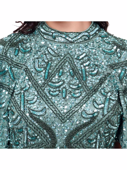 Brazeal Studio, Dresse, Mint Green, Women’s Embellished Evening Gown, Beaded Mesh With Lining-4