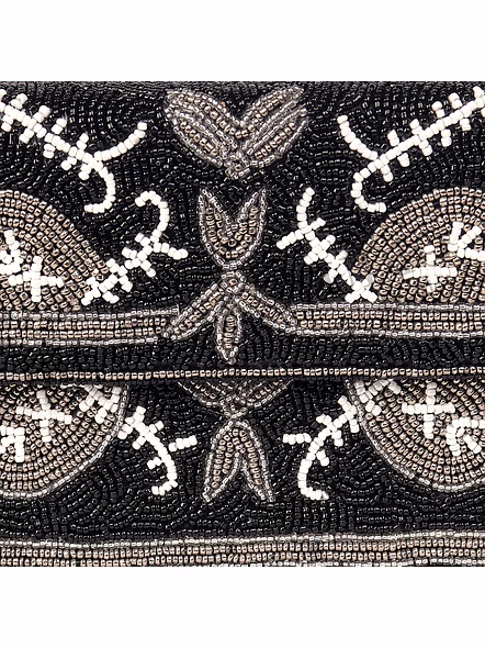 Brazeal Studio, Bag, Black With Silver &amp; White Bead Accents, Premium Glass Beads With Reinforced Fabric Base-7