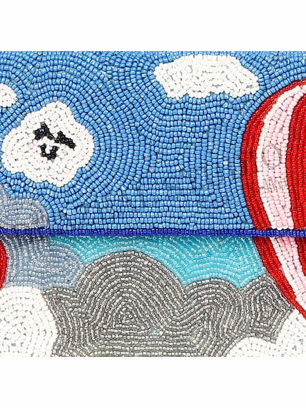 Brazeal Studio, Bag, Blue With Multicolor Bead Embroidery, High-quality Glass Seed Beads With Reinforced Fabric Base-6