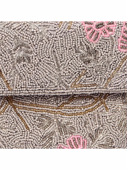 Brazeal Studio, Bag, Silver With Pink And Gold Bead Detailing, Premium Glass Seed Beads With Reinforced Fabric Base-11