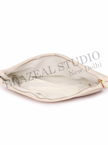 Brazeal Studio, Bag, Beige With Gold Sequin Monkey Embroidery, Premium Canvas Fabric With Sequin Embellishment-7