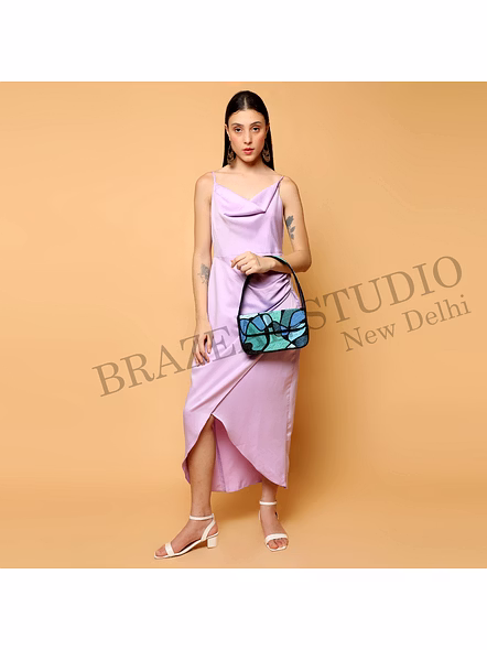 Brazeal Studio, Bag, Abstract Geometric / Mosaic Pattern, Shoulder Bag, Fabric Base With Hand-applied Beads, Front Flap