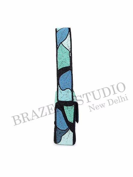 Brazeal Studio, Bag, Abstract Geometric / Mosaic Pattern, Shoulder Bag, Fabric Base With Hand-applied Beads, Front Flap-8