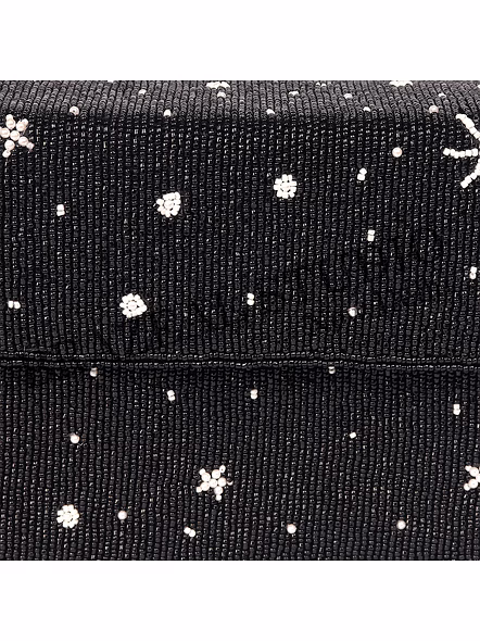 Brazeal Studio, Bag, Celestial (moon, Stars, Constellation), Black With White Bead Accents, Shoulder / Evening Bag, Fabric Base With Hand-applied Beads, Front Flap-7