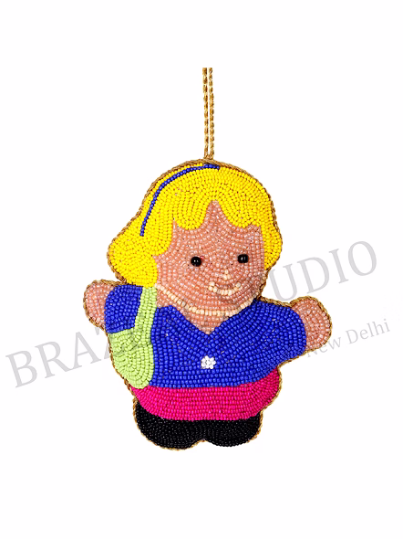 Beaded Hanging Ornament Set - Three Hanging Ornaments In Doll, Shell, And Starfish Motifs