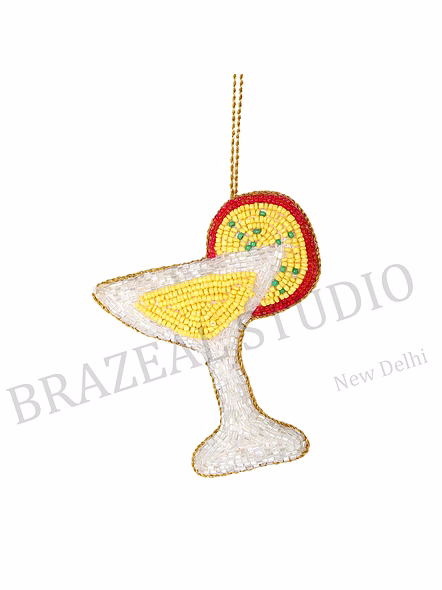 Assorted Hanging Ornament Set - Three-piece Ornament Set With Cocktail Glass, Fish, And Felt Character Motifs
