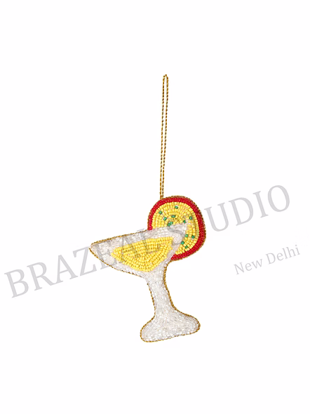 Assorted Hanging Ornament Set - Three-piece Ornament Set With Cocktail Glass, Fish, And Felt Character Motifs-2