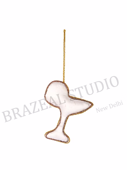 Assorted Hanging Ornament Set - Three-piece Ornament Set With Cocktail Glass, Fish, And Felt Character Motifs-3