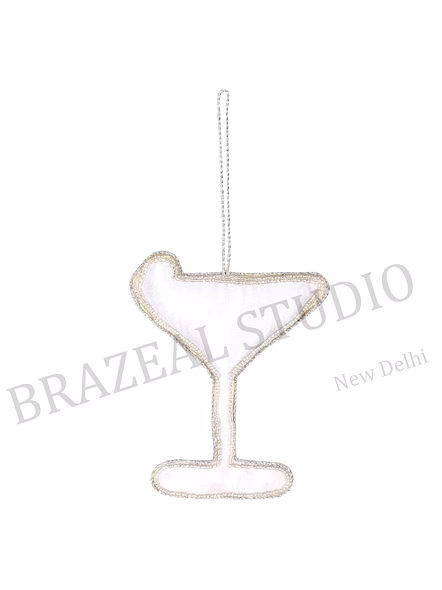 Beaded Motif Hanging Ornament Set - Three-piece Set Featuring Martini Glass, Seahorse, And Perfume-bottle Motifs-3