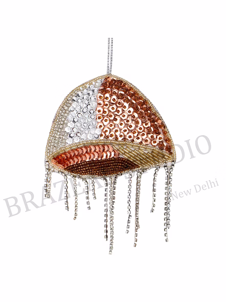 Beaded Jellyfish Hanging Ornament - Silver And Copper-toned Jellyfish Ornament With Dangling Strands