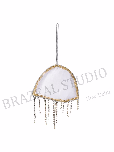 Beaded Jellyfish Hanging Ornament - Silver And Copper-toned Jellyfish Ornament With Dangling Strands-2