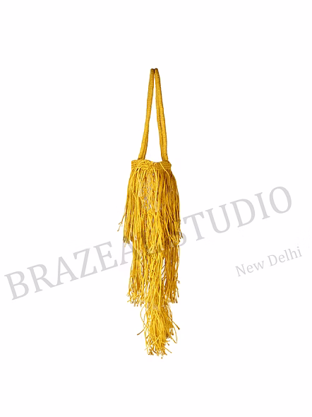 Fringe Net Tote Bag Yellow Net Tote Bag With Long Fringe And Double Handles For Wholesale And Retail Sourcing-7