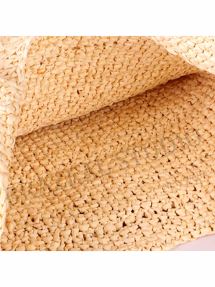 Woven Fringe Tote Bag - Natural-toned Woven Tote Bag With Fringe Body And Long Handles-11