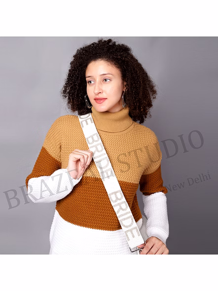 Bag Shoulder Strap With 'BRIDE' Text - Wide White Shoulder Strap With 'BRIDE' Lettering And Metal Clip Hardware