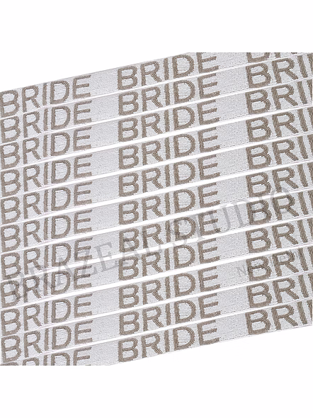 Bag Shoulder Strap With 'BRIDE' Text - Wide White Shoulder Strap With 'BRIDE' Lettering And Metal Clip Hardware-7