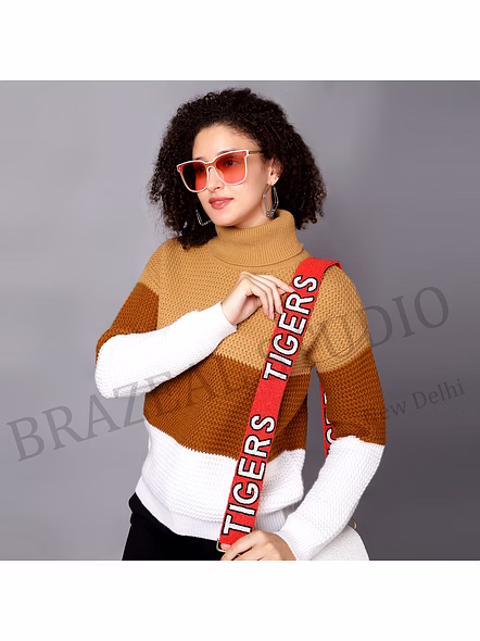 Bag Shoulder Strap With 'TIGERS' Text - Wide Red Shoulder Strap With 'TIGERS' Lettering And Metal Clip Hardware