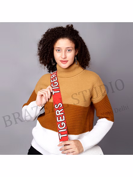 Bag Shoulder Strap With 'TIGERS' Text - Wide Red Shoulder Strap With 'TIGERS' Lettering And Metal Clip Hardware-4