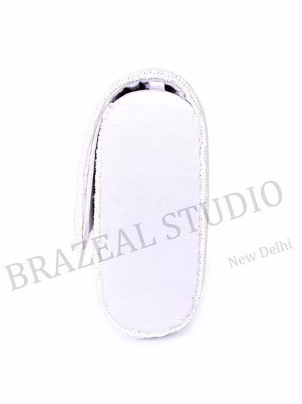 Beaded Envelope Clutch With Text - White Beaded Envelope Clutch With 'WHISKEY' Lettering-2