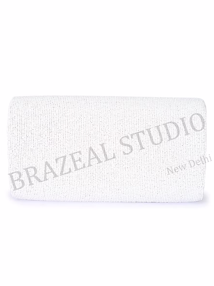 Beaded Envelope Clutch With Text - White Beaded Envelope Clutch With 'WHISKEY' Lettering-3