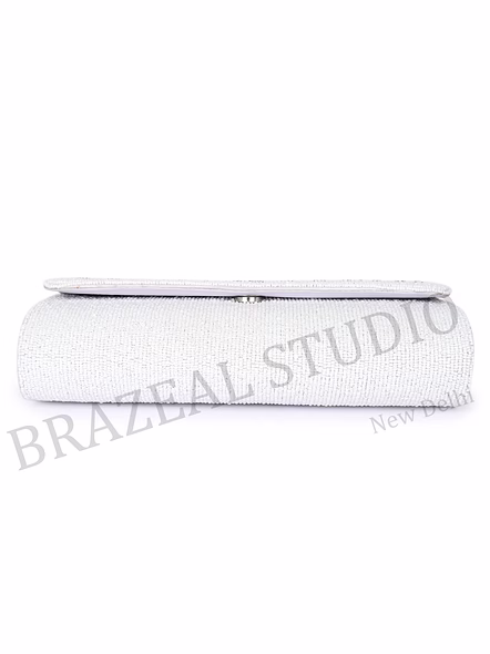 Beaded Envelope Clutch With Chain - White Beaded Envelope Clutch With Chain Strap And 'BRIDE' Text-7