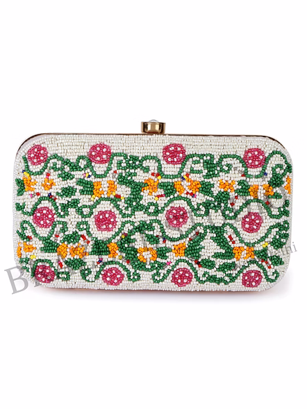 Floral Print Chain Clutch - Small Rectangular Clutch With Multicolor Floral Print And Chain Strap-7