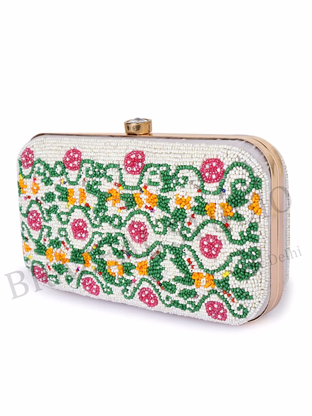 Floral Print Chain Clutch - Small Rectangular Clutch With Multicolor Floral Print And Chain Strap-8