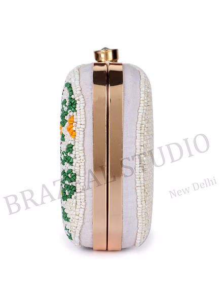 Floral Print Chain Clutch - Small Rectangular Clutch With Multicolor Floral Print And Chain Strap-9