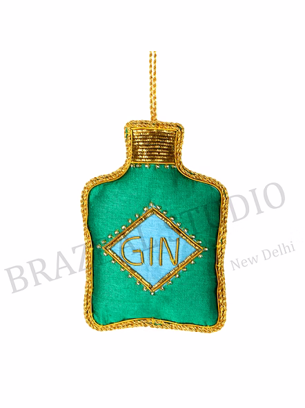 Beaded Hanging Ornament Set - Three-piece Set With Gin Bottle, Shrimp, And Whale Motifs