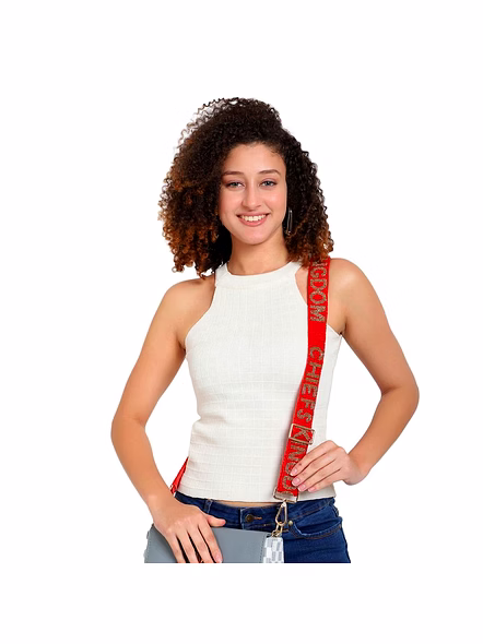 Designer Seed Bead Guitar Strap Handmade Clear Bag Strap for Ladies Mobile Phone Game Day Strap-Wholesale