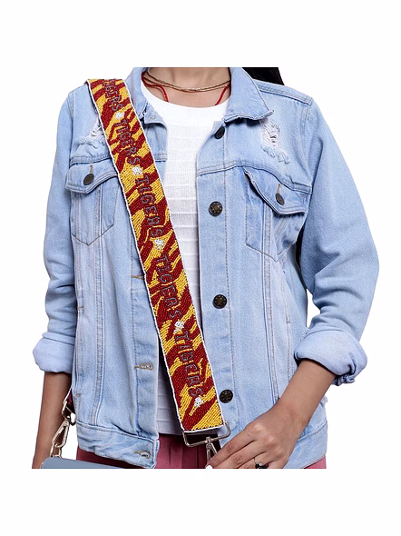 Designer Women's Handmade Cross-Body Bag Adjustable Beaded Straps Geometric Pattern Dog Hook Closure Customized