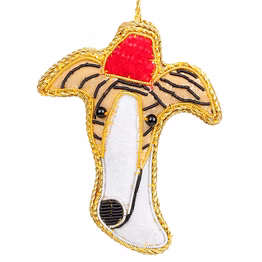 brazeal studio star fabric ornaments velvet satin 4" hand embroidery double decker bus clock tower fabric tree decorations