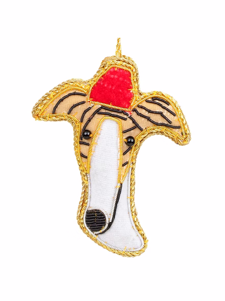 Brazeal Studio Star Fabric Ornaments Velvet Satin 4" Hand Embroidery Double Decker Bus Clock Tower Fabric Tree Decorations