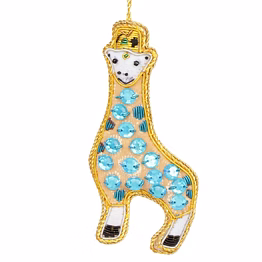 handmade handcrafted embroidered beaded velvet satin fabric decorations ornament giraffe customized brazeal studio 4" or 10cm