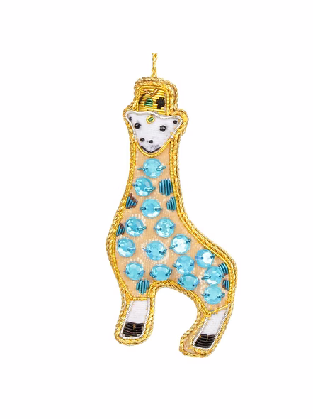 Handmade Handcrafted Embroidered Beaded Velvet Satin Fabric Decorations Ornament Giraffe Customized Brazeal Studio 4" or 10cm