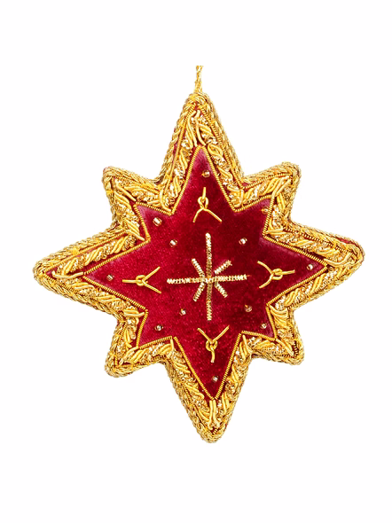 Handmade Festive Star Embroidered Beaded Velvet Satin Ornaments Colorful Fabric Decorations Wholesale Handcrafted Decorative