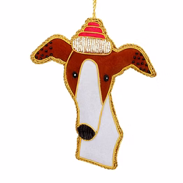 handmade fabric decorations ornament customizable velvet satin santa socks embroidered beaded giraffe elephant tree