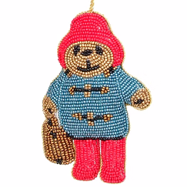 handmade embroidered beaded velvet satin multicolored 4" or 10 cm polar bear fabric ornaments customized wholesale
