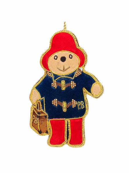 Handmade Brazeal Studio Fabric Polar Bear Ornaments Stuffed Plush Velvet Satin Fabric 4" Hand Embroidery Fabric Decor-Bag1110