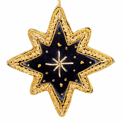 handmade velvet satin fabric shining star black fabric tree ornaments decorations