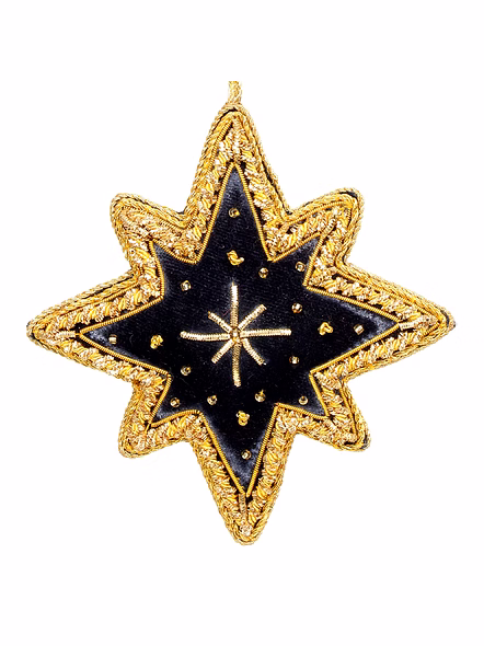 Handmade Velvet Satin Fabric Shining Star Black Fabric Tree Ornaments Decorations-Bag1116