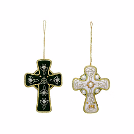 handmade fabric decorations design cross fabric tree decoration hanging ornaments
