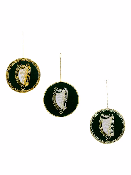 Handmade Embroidered Beaded Velvet Satin Fabric Decorations Ornaments featuring Flying Sparrow Eagle Bee Santa Tree Balls-Bag1119