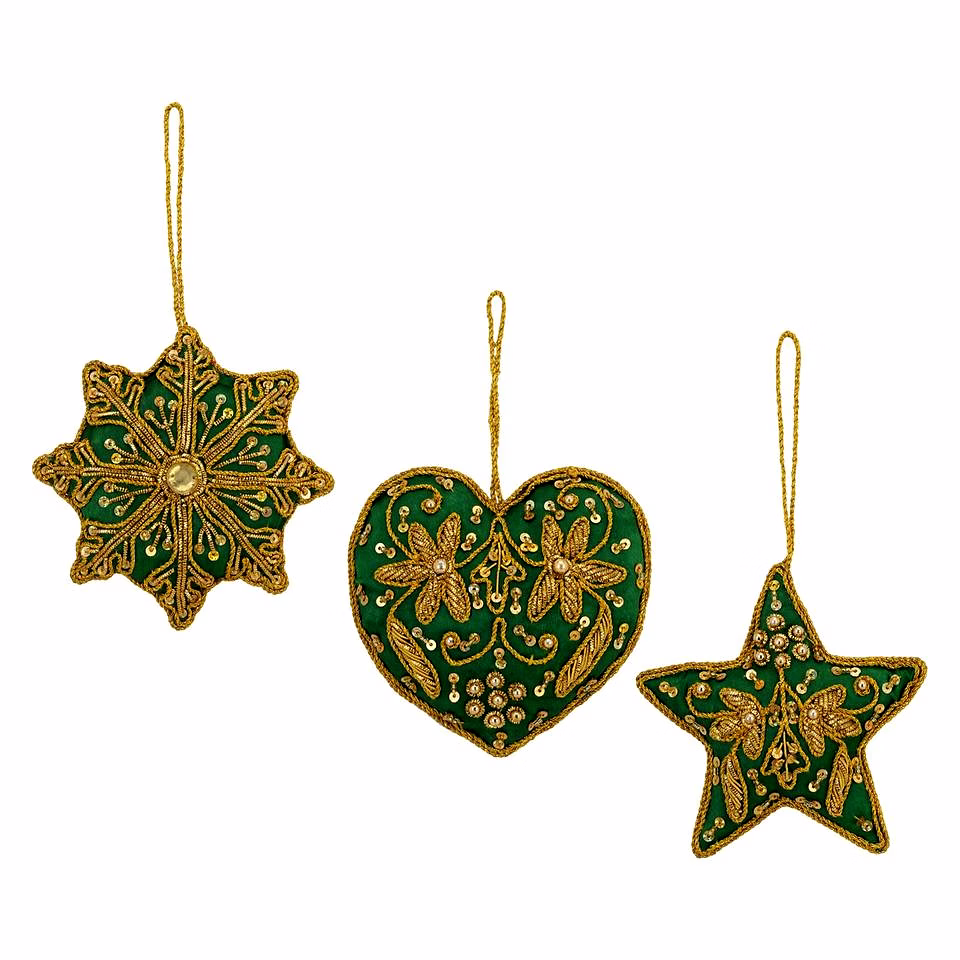 heart-shaped star hand embroidered custom color fabric tree hanging ornament elegant decorations gift items