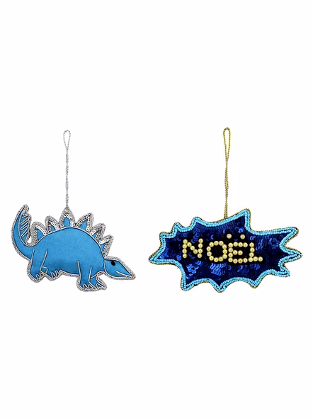 Dinosaur Xmas Noel Shape Royal Velvet Hand Embroidery Fabric Tree Decorations Gift Items Hanging Ornament 4-10 CM BRAZEAL-Bag1123